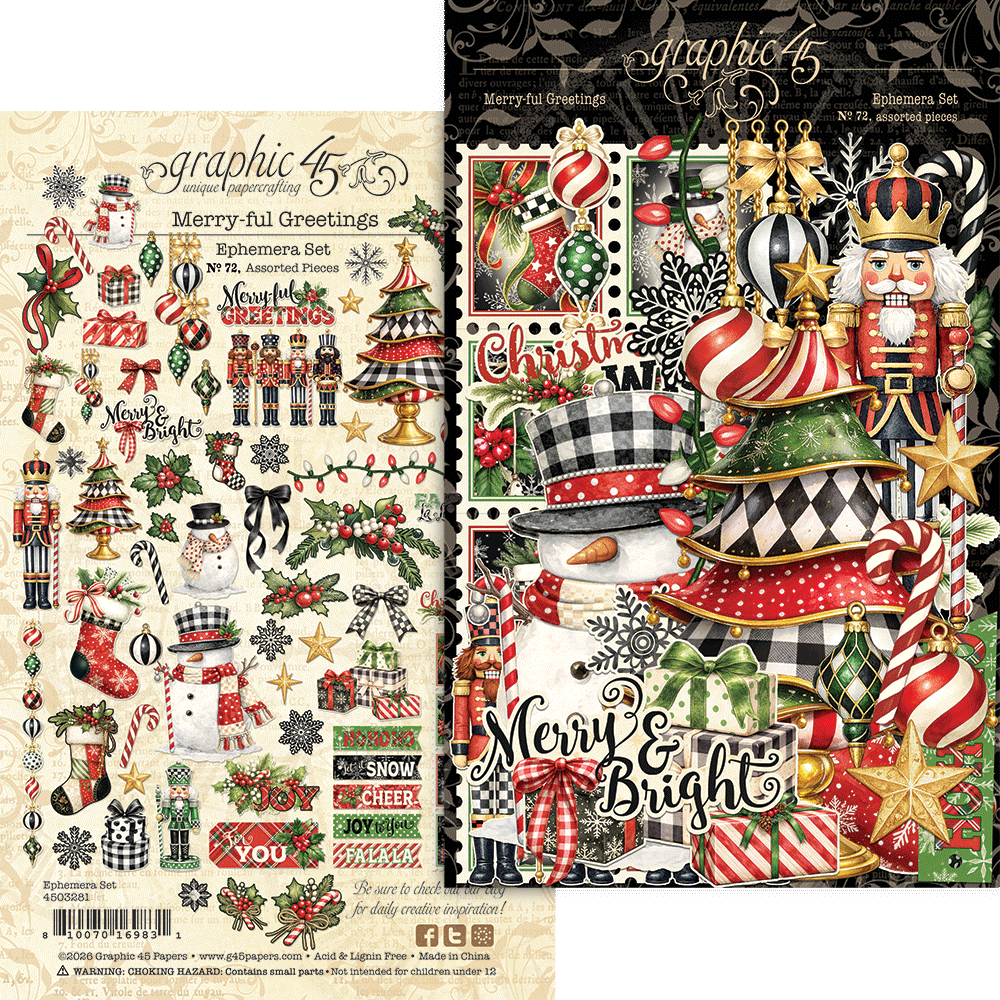 Graphic 45 Merry-ful Greetings Ephemera Set